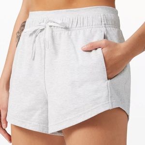 Lululemon Inner Glow High Rise Shorts in light grey
